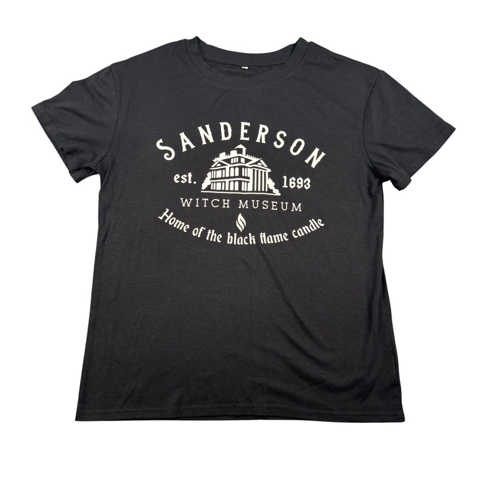 Sanderson Witch Museum Black Graphic T-Shirt Women's Size‎ M Black Flame Candle